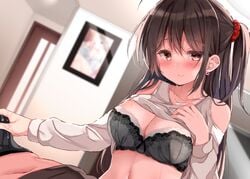 bra cum handjob kujou_danbo shirt_lift