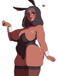 1girls big_breasts black_legwear black_leotard black_stockings breasts bunny_ears bunny_girl bunnysuit curvy dark-skinned_female dark_skin female female_only khexxi large_breasts legwear looking_at_viewer mature mature_female milf plump priyanka_maheswaran steven_universe stockings straight_hair thighhighs white_wrist_cuffs wrist_cuffs