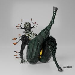 1:1 3d 3d_(artwork) anus blender claws digital_media_(artwork) genitals humanoid leaves oberon_(warframe) posing presenting presenting_pussy pussy raised_leg simple_background warframe watermark white_background xenophile072