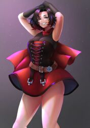 1girls grey_eyes high_resolution legs liilica red_hair ruby_rose rwby