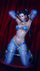 1girls 3d belly_dancer belly_dancer_outfit black_hair braided_hair brown_eyes dancer dancer_outfit detached_sleeves erect_nipples harem_girl harem_outfit harem_pants kneeling large_breasts looking_at_viewer pai_chan reinhardt94 sandals twintails virtua_fighter