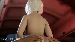 1boy 1girls 3d anal anal_penetration anal_sex animated ass ass_grab big_ass big_breasts bob_cut breasts cowgirl_position female female_moaning grabbing grabbing_ass grand_cupido hetero huge_ass male nier nier:_automata nude nude_female sex short_hair sound straight tagme video white_hair yorha_2b