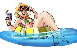 alex_(minecraft) eyepatch_bikini female green_eyes human in_water minecraft orange_hair pale_skin red_hair redhead swimsuit swimwear void_dot_exe