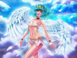 angel_wings aqua_hair friendship_is_magic hourglass_figure humanized kgfantasy looking_at_viewer medium_breasts miniskirt my_little_pony purple_eyes somnambula_(mlp) tiara