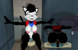 3d anthro anus archie_comics ass bathroom big_breasts big_butt black_body black_fur black_hair blue_scarf bottomless breasts closed_eyes clothed clothing constipation digital_media_(artwork) domestic_cat feces felid feline felis female fur genitals hair half_naked hands_on_wall hershey_the_cat hi_res jacket mammal nipples open_mouth public_restroom pussy raised_tail red_clothing red_jacket red_topwear restroom_stall scarf scat sega silverfantastic17 solo sonic_(series) sonic_the_hedgehog_(archie) sonic_the_hedgehog_(comics) source_filmmaker toilet toilet_use topwear what white_body white_fur