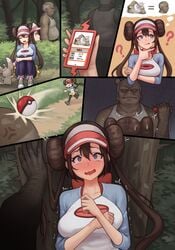 1boy 1girls 2021 angry blue_eyes breasts brown_hair comic dark-skinned_male dark_skin fat_man female game_freak hair_bun hairy hairy_arms imminent_rape interracial long_hair male minccino nintendo old_man pokeball pokedex pokemon pokemon_(species) pokemon_bw2 pokemon_character poper rosa_(pokemon) scared shaking slaking tears throwing twintails ugly_man