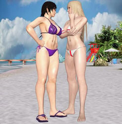 2girls 3d beach emilie_de_rochefort female female_only kazama_asuka non_sexual tekken tekken_7 tekken_tag_tournament_2 thepervertedxnart xnalara