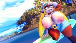 16:9 1girls 3d_(artwork) 4k 5_fingers absurd_res areola beach belt big_breasts blonde_hair blue_eyes bottomwear brandi breasts breasts_out brown_body brown_fur clothed clothing cloud colored_nails digital_media_(artwork) donkey_kong_(series) ear_piercing exposed_breasts female female_only fingernails fingers fur furry hair half-closed_eyes haplorhine hat headgear headwear hi_res huge_breasts hyper hyper_breasts island long_hair looking_away mammal monkey nails narrowed_eyes navel nintendo nipples open_mouth open_smile outside pants piercing plant primate raised_clothing raised_shirt raised_topwear sea seaside shirt shirt_up smile solo source_filmmaker surfboard teeth thick_thighs tiny_kong topwear tree video_games water wide_hips widescreen