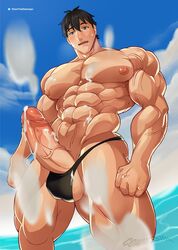 1boy abs bara beach biceps big_muscles big_penis blush bodybuilder cum cum_on_screen cum_shot cumming cumshot erection huge_cock huge_muscles khanthedestroyer male male_focus male_only muscle muscles muscular muscular_arms muscular_back muscular_legs muscular_male muscular_thighs nipples ocean orgasm pecs swimsuit veins veiny_muscles veiny_penis