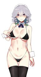 1girls big_breasts bra breasts female grey_hair hair_ornament maid mostly_nude non-nude panties sakuya_izayoi solo tagme touhou
