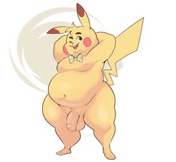 1boy absurd_res anthro balls belly bow_tie chubby ero_(character) eroborus foreskin genitals hi_res long_foreskin male male_focus male_only male_solo navel nintendo nude one_eye_closed overweight overweight_anthro overweight_male penis pikachu pokémon_(species) pokemon solo solo_male standing uncut unretracted_foreskin video_games wink yellow_body