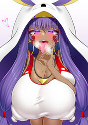 1girls big_areola big_breasts big_nipples blush breasts breasts_bigger_than_head busty dark-skinned_female dark_skin erect_nipples erection_under_clothes fate/grand_order fate/stay_night fate_(series) fellatio_gesture female female_focus female_only gorio hanging_breasts huge_areolae huge_breasts huge_nipples imminent_fellatio imminent_oral innuendo large_breasts leaning_forward long_hair massive_breasts mole_on_breast nipple_bulge nipples_visible_through_clothing nitocris_(fate/grand_order) nitocris_(swimsuit_assassin) pink_eyes purple_hair red_eyes seductive seductive_look seductive_mouth seductive_smile solo solo_female solo_focus suggestive suggestive_gesture suggestive_look swimsuit tongue_out tongue_piercing top_heavy visible_breath white_background white_swimsuit