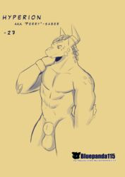 absurd_res animal_genitalia anthro balls bluepanda115 dragon genitals hi_res horn hyperion_(bluepanda115) male male_focus male_only male_solo muscular muscular_anthro muscular_male sheath sketch solo solo_male wingless_dragon