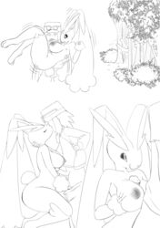 absurd_res anthro ass aureola big_breasts big_butt black_and_white breast_play breasts bridal_carry calem_(pokemon) carrying closed_eyes clothed clothing comic digital_drawing_(artwork) digital_media_(artwork) duo female female_on_human fondling forest genitals hand_on_back hand_on_butt head_grab hi_res human human_on_anthro humanoid_genitalia humanoid_penis interspecies kissing kneeling lagomorph leporid looking_at_another looking_at_partner lopunny male male/female male_human/female_anthro male_human/female_pokemon male_on_anthro mammal monochrome nintendo nipples open_clothing open_shirt open_topwear outside outside_sex paizuri pants_down partially_clothed penis plant pokémon_(species) pokemon pokemon_(species) pokemon_xy pokephilia rabbit self_fondle sex shirt standing standing_sex star_eyes thick_thighs tongue tongue_out topwear tree urielmanx7 video_games wide_hips