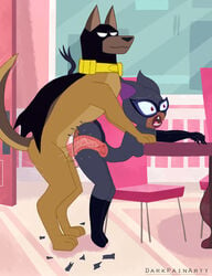 1girls ace_the_bathound batman_(series) canine canine_penis catwoman dark-skinned_female darkpainartt dc_comics dc_super_hero_girls dog doggy_style female feral_on_female feral_on_human penis selina_kyle selina_kyle_(shg) sex torn_clothing vaginal_penetration x-ray zoophilia