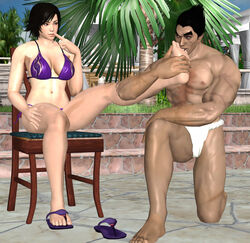 3d feet foot_fetish foot_lick kazama_asuka kazuya_mishima looking_at_partner tekken tekken_7 tekken_tag_tournament_2 thepervertedxnart xnalara