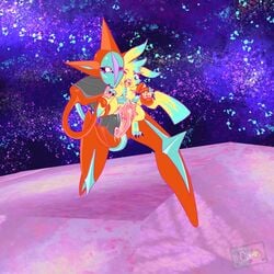 1:1 after_sex alien anthro attack_forme_deoxys blue_body blue_eyes blue_fur blue_hair bodily_fluids chelly_(oc) cosmic_background cum cum_in_mouth cum_in_pussy cum_inside deoxys duo fan_character fangs feet female fur genital_fluids genitals hair hi_res humanoid legendary_pokemon male male/female mammal mouse murid murine nintendo nipples pawpads penetration penile_spines penis pikachu pink_nipples pink_nose pink_pawpads pink_penis pokémon_(species) pokemon pokemon_(species) pussy pussy_juice rodent sinandcos size_difference stomach_bulge tendrils tentacle tentacle_penetration tentacle_sex unusual_anatomy unusual_genitalia unusual_penis vein veiny_penis video_games yellow_body yellow_fur