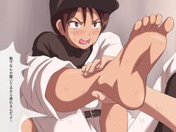 foot_fetish foot_focus foot_grab maku_(l-u) makura_no_doushi maria_momoe ookiku_furikabutte rape shoe_removed shoes_removed sock_removed socks_removed text translation_request