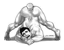 ass ass_up black_and_white dildo dildo_in_ass feet jack-o_pose legs_apart little_mac lupin_barnabi male_only monochrome muscular muscular_male nintendo nude open_mouth punch_out solo solo_male thick_ass thick_thighs toes