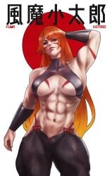 1girls abs bare_shoulders biceps breasts female female_only fit_female fuma_kotaro_(tenkaichi) monorirogue muscular muscular_arms muscular_female muscular_legs muscular_thighs red_hair solo tenkaichi_nihon_saikyou_bugeisha_ketteisen thick_thighs