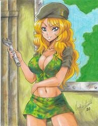 1girls 2020 bare_midriff big_breasts blonde_hair cleavage eris_(metal_slug) long_blonde_hair metal_slug metal_slug_attack pencil_(artwork) ravern_clouk snk solo solo_female tagme