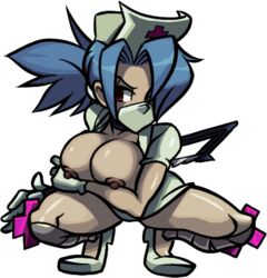 breasts edit jomokin large_breasts nipples official_art skullgirls valentine_(skullgirls)