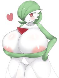 1girls anthro anthrofied areola_slip big_breasts blush borscht breasts cleavage collarbone excessive_size female female_only gardevoir green_hair green_skin hair_over_one_eye heart large_areolae nintendo pokémon_(species) pokemon pokemon_(species) pokemon_rse red_eyes short_hair smile solo solo_female standing tagme thick_thighs voluptuous white_background white_skin