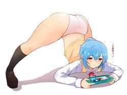 1girls ass ass_up blue_hair clothing female female_only huge_ass jack-o_pose nintendo_switch_lite original original_character panties rui_futaoka solo solo_female teruwo_sun thick_thighs