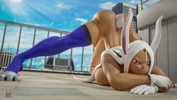 1futa 3d 4k absurdres areolae big_breasts blender breasts dark-skinned_futanari dark_skin futa_only futanari highres huge_cock jack-o_pose large_breasts looking_at_viewer miruko my_hero_academia nipples penis rabbit_humanoid rumi_usagiyama solo spread_legs unnero1