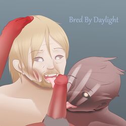 3boys blowjob bred_by_daylight caleb_quinn dead_by_daylight demonettem evan_macmillan gay glowing_eyes hand_on_head licking_penis looking_pleasured philip_ojomo smiling the_deathslinger the_trapper the_wraith tongue_out two_subs_one_dom