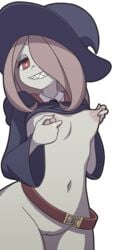 female lactation little_witch_academia looking_at_viewer manyakis no_bra no_panties small_breasts smiling squeezing_nipple sucy_manbavaran transparent_background