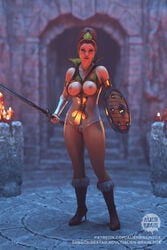 3d 3d_(artwork) alienbrain breasts female_only masters_of_the_universe nipples teela