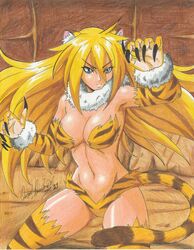 1girls 2021 alma_(metal_slug) bare_midriff blonde_hair claws cleavage long_blonde_hair metal_slug metal_slug_attack pencil_(artwork) ravern_clouk snk solo solo_female tagme tiger_girl