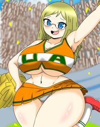 alternate_version_available big_ass big_breasts big_butt blonde_hair blue_eyes bubble_ass bubble_butt camael cheerleader cheerleader_uniform curvy glasses melissa_shield microskirt my_hero_academia thick_thighs u.a._cheerleader_outfit wide_hips