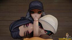 3d 3girls artist_request chigusa_(fortnite) eye_contact fellatio fortnite fortnite:_battle_royale light-skinned_male light_skin looking_at_viewer megumi_(fortnite) oral pov source_request tagme yuki_(fortnite)