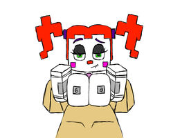 1boy animatronic baby_(fnafsl) big_breasts circus_baby circus_baby_(fnaf) circus_baby_(minecraft) crossover fazbear_&_friends fazbear_&_friends_(zamination) five_nights_at_freddy's five_nights_at_freddy's:_sister_location fnaf minecraft paizuri penis robot_girl scottgames simple_background sister_location six343 sketch straight titjob