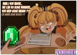 boobs_exposed breasts cogita_(mechacarnis) expansion girl inflation inventory mechacarnis minecraft minecraft_anime money pandibox titty_drop