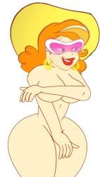 1girls cartoon_network edit hat looney_tunes mostly_nude nude smile solo starlett_johansson sunglasses the_looney_tunes_show tinted_eyewear warner_brothers