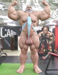 3d balls bara beard big_balls big_penis boner erection facial_hair flexing huge_cock male male_only muscles muscular nsfwmaker overwatch penis reinhardt solo solo_male tongue_out