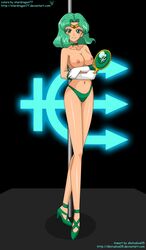 bishoujo_senshi_sailor_moon breasts choker deep_aqua_mirror dk_studios female female_only gloves green_eyes green_hair long_hair michiru_kaiou navel neptune_symbol nipples sailor_neptune solo stardragon77 stripper_pole tagme tiara