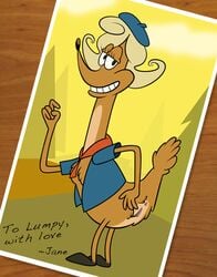 anthro anus asshole blond_hair butthole camp_lazlo cartoon_network deer english_text female furry jane_doe mammal paint34 photo pussy solo solo_female tagme text