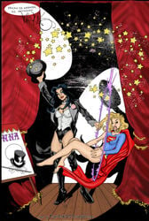 2girls black_hair blonde_hair blue_eyes dc female long_hair multiple_girls powerbook125 straight_hair supergirl zatanna