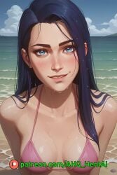 1girls ahq_hentai ai_generated arcane arcane_caitlyn bikini blue_hair blush breasts caitlyn_kiramman league_of_legends medium_breasts patreon perfect_body pink_bikini smile stable_diffusion standing wet