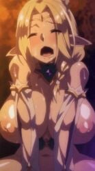 2023 20s animated animated blonde_hair blush bouncing_breasts breasts closed_eyes elf female female huge_breasts implied_sex large_areolae large_breasts mahnaria_(sukebe_elf_tanbouki) mature_female nipples open_mouth pointy_ears puffy_areolae raika_tsurugi saliva shinozuka_atsuto stomach straight sukebe_elf_tanbouki sweatdrop thighs