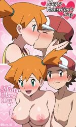 1boy 1boy1girl 1girls ai_generated big_breasts breasts kasumi_(pokemon) misty_(pokemon_frlg) pkm_red1997 pokemon pokemon_frlg pokemon_hgss pokemon_rgby red_(pokemon) valentine