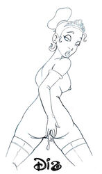 dis disney disney_princess monochrome nipples tagme the_princess_and_the_frog tiana