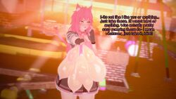 1girls 3d artist_request condom filled_condom neko pink_hair tagme