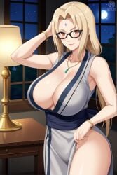 1girls ai_generated big_breasts female naruto office queen_of_sex_ai sexy solo tsunade