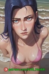 1girls ahq_hentai ai_generated arcane arcane_caitlyn bikini blue_hair blush breasts caitlyn_kiramman league_of_legends medium_breasts patreon perfect_body pink_bikini smile stable_diffusion standing wet