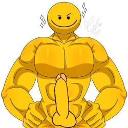 abs big_penis daddy dick emoji emoji_(race) gay male muscle muscular_male muscular_maleherm tagme yellow_body